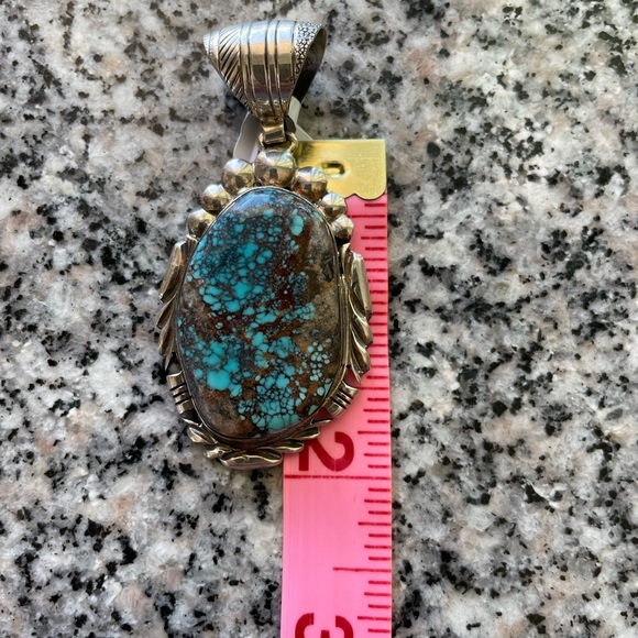 Signed sterling and turquoise pendant - Picture 3 of 4